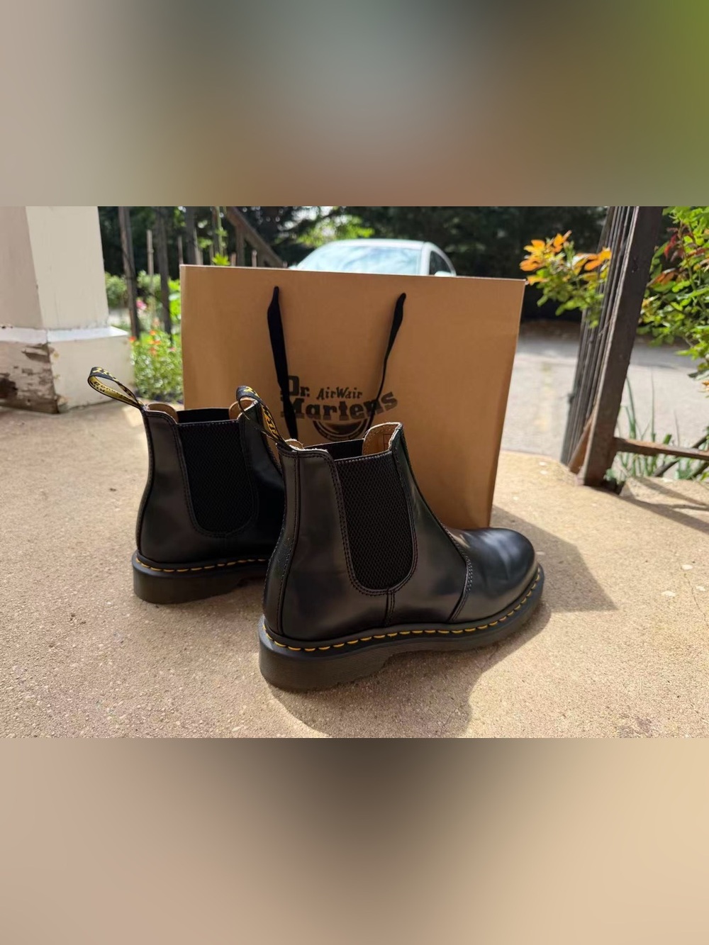 Dr. Martens Black Leather Chelsea Boots with Yellow Welt